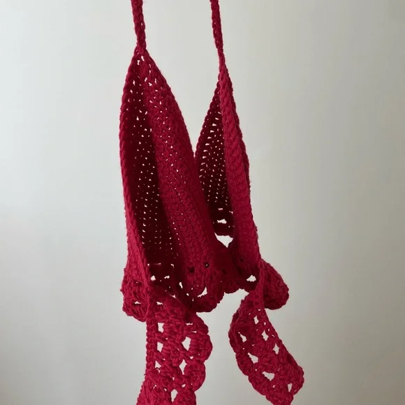 Red Crochet Halter Top - Picture 2 of 4